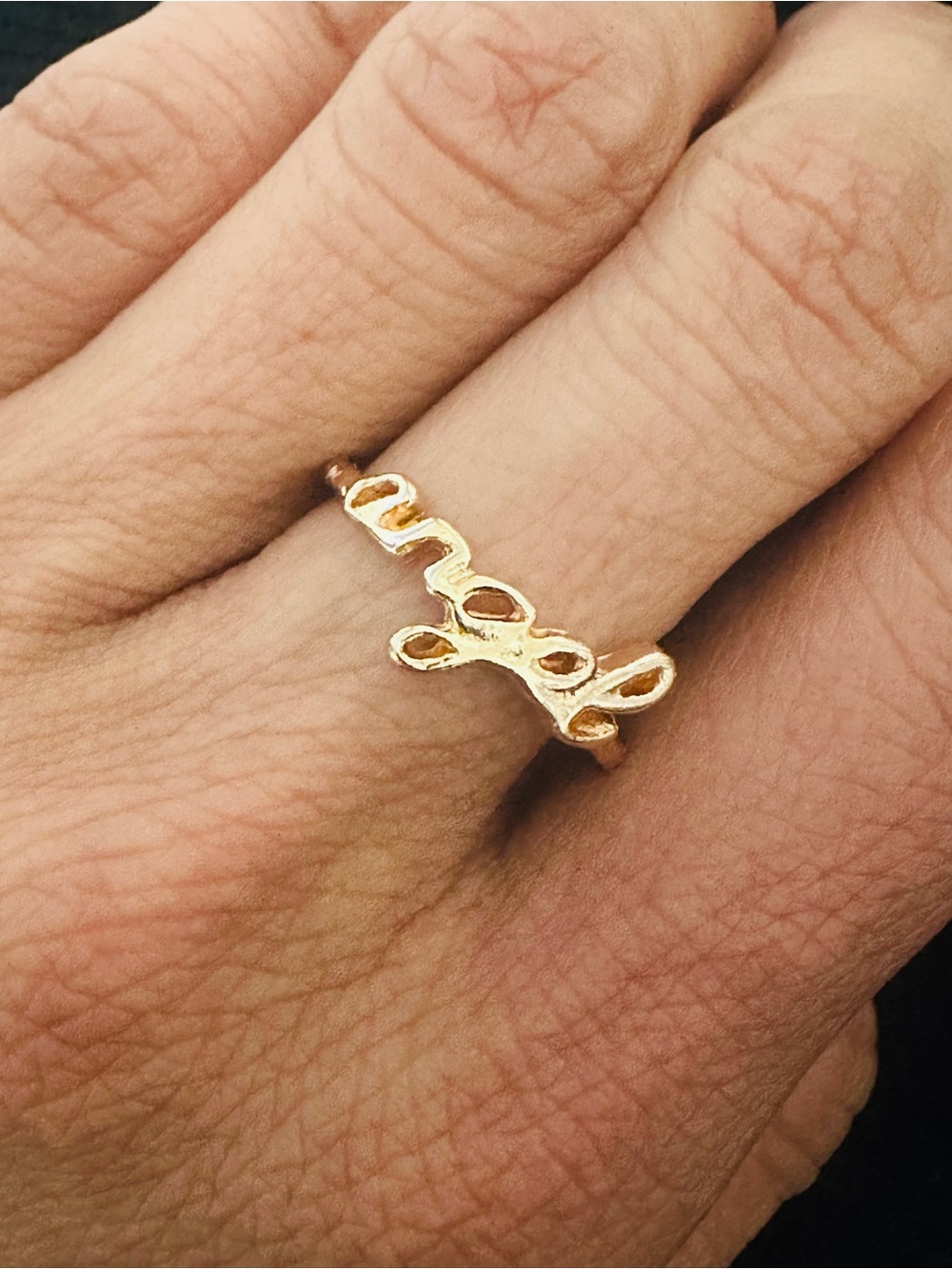 Angel script gold ring